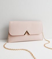 New Look Cream Leather-Look Chain Strap Clutch Bag
